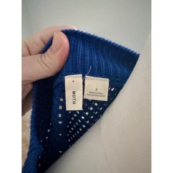 Anthropologie Moth Reese Kimono Blue Boatneck Sweater Womens Small - Picture 11 of 11